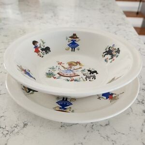 Vintage Arklow Ireland Child's Nursery Rhymes Plate & Bowl Set Little Bo Peep